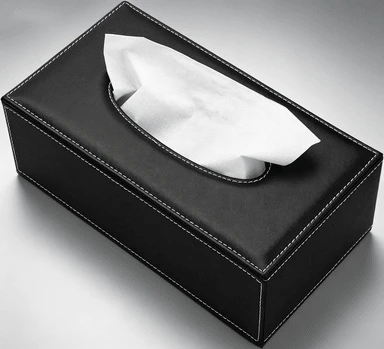 Caja rectangular para pañuelos de papel, fabricada en elegante piel sintética negra, elegante caja de almacenamiento para pañuelos, ideal para el hogar, la oficina, el coche y el hotel, caja protectora y decorativa con un diseño clásico.