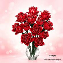 Simulated Rose Display Model - 546Pcs Romantic Rose Bouquet Building Blocks Set For Adults, Eternal Flower DIY Model Kit, Valentine's Day Christmas Gift For Women Her - Multicolor - View 10