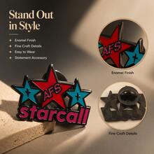 AFS Starcall Star Brooch, Y2K Aesthetic Enamel Pin, Lapel Pin For Daily Outfits - Red, Blue, and Black - View 4
