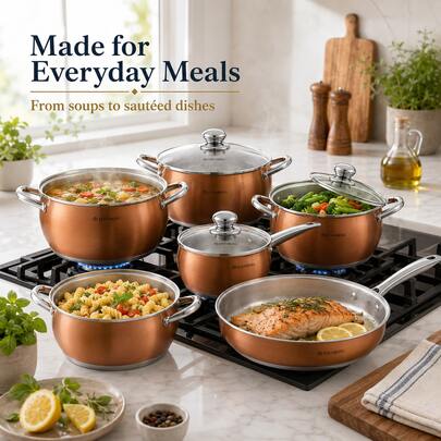5pcs Vintage Floral Enamel Cookware Set, 16-24cm Graduated Sizes, Steel Rim Durable Pots With Glass Lids, Large Capacity