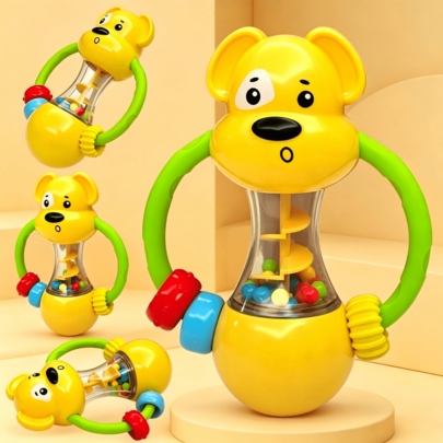 Soft Rubber Puppy Grab Ball Rattle, Cute & Fun Grasping Early Education Toy, Handheld Baby Rattle