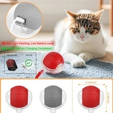 Goosheep 2026 New Pack Cat Ball Kitten Toys For Indoor Interactive Kitty Ball Toy Speedy Tail 360° Automatic Rolling For Dog, Cat(Red Grey) - Yellow - View 3
