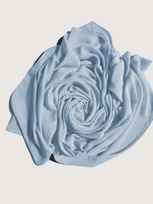 1pc Ladies Pleated Satin Scarf, Imitation Silk Scarf Accessory - Baby Blue - View 3