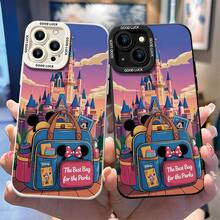 Disney Castle & Minnie Mouse Travel Bag Phone Case, Decorated With Park Bag, Polka Dot Bow & "The Best Bag For The Parks" Letter Patterns, Shockproof Protective Cover Compatible With IPhone 17/16/15/14/13/12/11 Pro, Perfect Gift For Family, Friends, Birthdays, Holidays, Boyfriends, Girlfriends & Valentine's Day - trắng - Xem 3