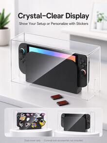 适用于Switch2 (2025)/Switch OLED/Switch NS主机底座的透明亚克力防尘保护盖，一体式未安装桌面收纳展示盖，防尘防溅，侧边开口方便充电线连接，高清透明贴纸装饰，游戏主机底座保护配件，仅包含防尘盖，不包含主机、底座和手柄，Switch第二代游戏配件，可定制DIY图案，边缘光滑 - 彩色 - 查看 7