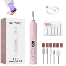 NEUZOJIT Nail Drill And UV Light Set, Portable Electric Nail Drill And UV Nail Lamp 2 In 1 Nail Tools With LED Display, 3 Speed Fast-Dry Rechargeable Nail Drills Machine For Curing Polish And Remove - 粉色 - 查看 9