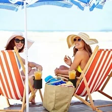 1pc Portable Cup Holder, Suitable For Outdoor, Beach Chair, Camping Chair, Beverage Rack, Universal Water Bottle Organizer - View 2