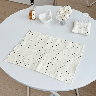 1/2/6pcs Alas Piring Kain Katun Kasa Motif Polkadot Krem Minimalis Gaya INS, Serbet Dekoratif untuk Dapur dan Ruang Tamu, Cocok untuk Festival dan Pernikahan