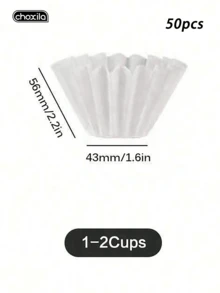 choxila 50片装咖啡滤纸，基础款篮式咖啡滤纸，适用于手冲咖啡壶和1-4杯咖啡机，白色 - 50pcs - 查看 12
