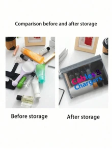 Mesh-Make-up-Tasche mit Datenkabel-Muster, rote gepolsterte Aufbewahrungstasche, tragbarer Organizer, Make-up-Tasche, Hautpflege-Tasche, Reise-Essentials, Wohnheim-Zubehör, Hochzeits-Brautgeschenk, Muttertagsgeschenk, Geburtstagsgeschenk, Geschenk für Freunde und Lehrer, Badezimmer-Aufbewahrung, Schmuck-Aufbewahrung, Lippenstift- und Kosmetik-Aufbewahrungstasche - Verschiedenfarbig - Übersicht 9