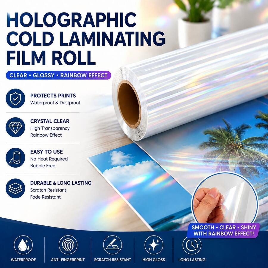 Self-Adhesive Rainbow Stickers, Holographic Vinyl Stickers For DIY Crafts, Applicable To Paper, Photos, Cards, Bottles, Phone Cases And Other Items, Adding Dazzling Luster To Your Creative Works - B - View 1
