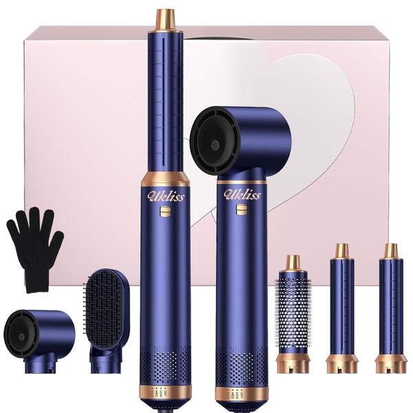 UKLISS 2026 Upgraded 5-In-1 Hair Dryer Brush Set, Hot Air Styler, Professional Salon Tool | 5 Detachable Heads + 3 Adjustable Heat Settings | Auto Curling + Multi-Functional Styling | Anti-Frizz, Anti-Static, Long-Lasting Shaping, Create Lightweight Bangs/Layered Hairstyles | Ideal Valentine's Day Gift
