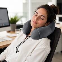 Travel Cervical Pillow Without Head Droop, Ergonomic U-Shaped Cervical Pillow Made Of Memory Foam, 360° Cervical Support For Naps On Airplanes, In Cars And In Offices, Washable Cover. - Dusty Purple - View 3