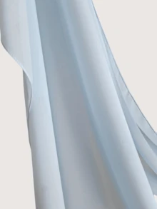 1pc Ladies Pleated Satin Scarf, Imitation Silk Scarf Accessory - Baby Blue - View 2