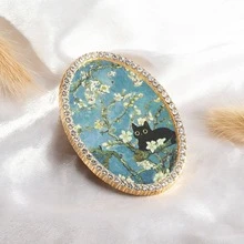 1個金屬冰箱磁鐵，橢圓形復古裝飾磁鐵，黑色貓咪在樹枝上的圖案，手工水鑽裝飾冰箱磁鐵，完美禮物，居家裝飾！ - 均碼 - 查看 10