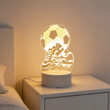 1個籃球造型3D壓克力夜燈，USB供電籃球LED燈，居家室內裝飾夜燈，桌面藝術裝飾照明，適合籃球迷生日派對節日的理想禮物，家居裝飾 - 足球 - 查看 13