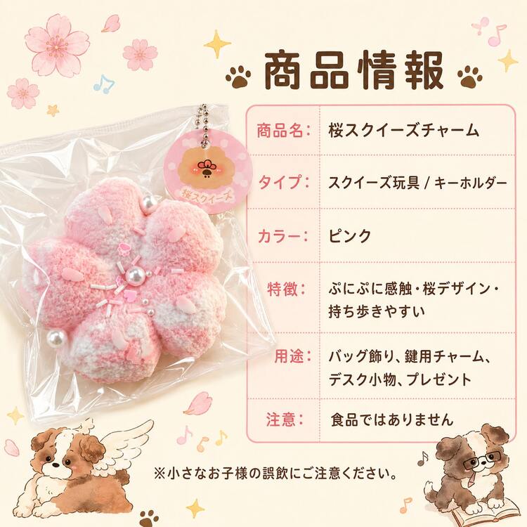 桜スクイーズ ピンク 花型 水感スクイーズ もちもち ぷにぷに