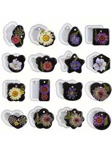 16pcs Assorted Geometric Pendant Silicone Molds With Hanging Holes, Jewelry UV Resin Molds, Epoxy Resin Necklace Keychain Molds, Versatile Pendant Molds For Girls, Creative Mother's Day Gift - A - View 3