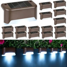 16 Packs Outdoor Solar Deck Lights, Waterproof Outdoor Decorate Lights, Solar Garden Lights, Outdoor Fence Lights, Solar Step Lights, Warm LED Lights, For Outdoor Stairs, Step, Fence, Garden, Balcony, Yard, Patio, And Pathway - Brown Shell - View 13