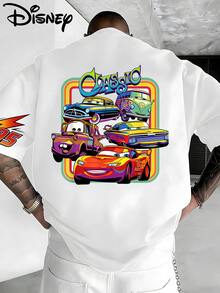 T-shirt à manches courtes Disney Lightning McQueen n° 95, imprimé recto verso, motif rétro Cars, détails classiques drapeau à damier et flammes sur les manches, design inspiré de la course automobile. Ce t-shirt blanc à col rond et coupe ample est confectionné en coton 100 % doux et respirant. Idéal pour les fans de Disney, les passionnés de course automobile et les étudiants, il se porte au quotidien, à l'école, lors d'activités de plein air ou de soirées à thème. Cette collection de t-shirts reprend les éléments emblématiques de Disney Cars, le célèbre numéro 95 et les lignes rétro des voitures de course, alliant style urbain américain et design cartoon. Elle est très appréciée des adolescents et des familles. - Blanc - Voir 3