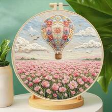 Flower Landscape Embroidery DIY Kit, Beginner Friendly With Embroidery Frame, Home Decor Handmade Craft Gift - Multicolor - View 5