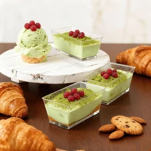 25/50pcs Dessert Cups, 5oz 150ml Dessert Cups With Spoons And Lids, Plastic Dessert Bowls, Reusable Plastic Rectangular Dessert Cups, Mini Plates, Cake Molds, Suitable For Desserts, Pudding, Mousse, Picnic, Party - Transparent - View 2