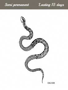 1 pieza Pegatina de tatuaje semipermanente grande con diseño floral, hueso & serpiente, duración de 7-14 días, sin reflejos, resistente al agua para brazo, pierna, hombro, cuello, clavícula y Body - Azul - Ver 8