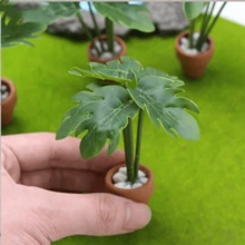 Miniature Realistic Green Plant Potted Model, Dollhouse Miniature Scene Plant Decor, Fern Decoration, Micro Landscape DIY Accessory, Pretend Play Scene Arrangement Prop - Multicolor - View 3