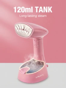 SOKANY Foldable Handheld Garment Steamer, Powerful Portable Clothing Steam Iron, 30s Rapid Heating, 120ml Leak-Proof Water Tank, Mini Travel Steam Iron, Suitable For Home And Travel, One-Button Continuous Steam Output - Pink - View 9