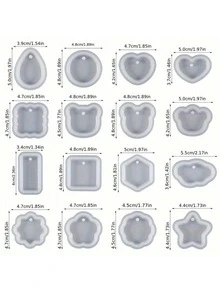 16pcs Assorted Geometric Pendant Silicone Molds With Hanging Holes, Jewelry UV Resin Molds, Epoxy Resin Necklace Keychain Molds, Versatile Pendant Molds For Girls, Creative Mother's Day Gift - A - View 2