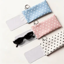 1pc Cute Polka Dot Portable PU Leather Glasses Case, With Snap Button Design, Built-In Glasses Cleaning Cloth And Hanging Ring, Perfect For Carrying Glasses - Multicolor - View 5