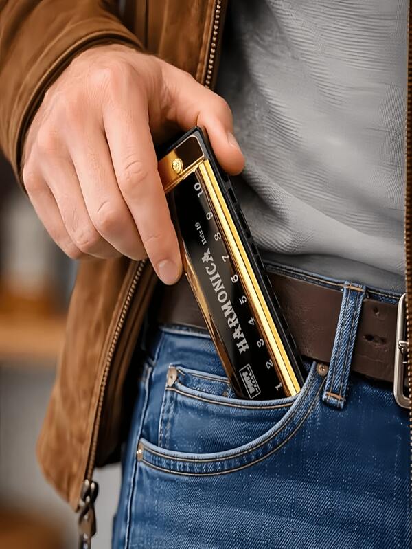 Kèn Harmonica Blues 10 lỗ, kèn Harmonica Diatonic kích thước bỏ túi nhỏ gọn, tông C kèm hộp đựng, cho người mới bắt đầu, luyện tập hàng ngày & biểu diễn trực tiếp
