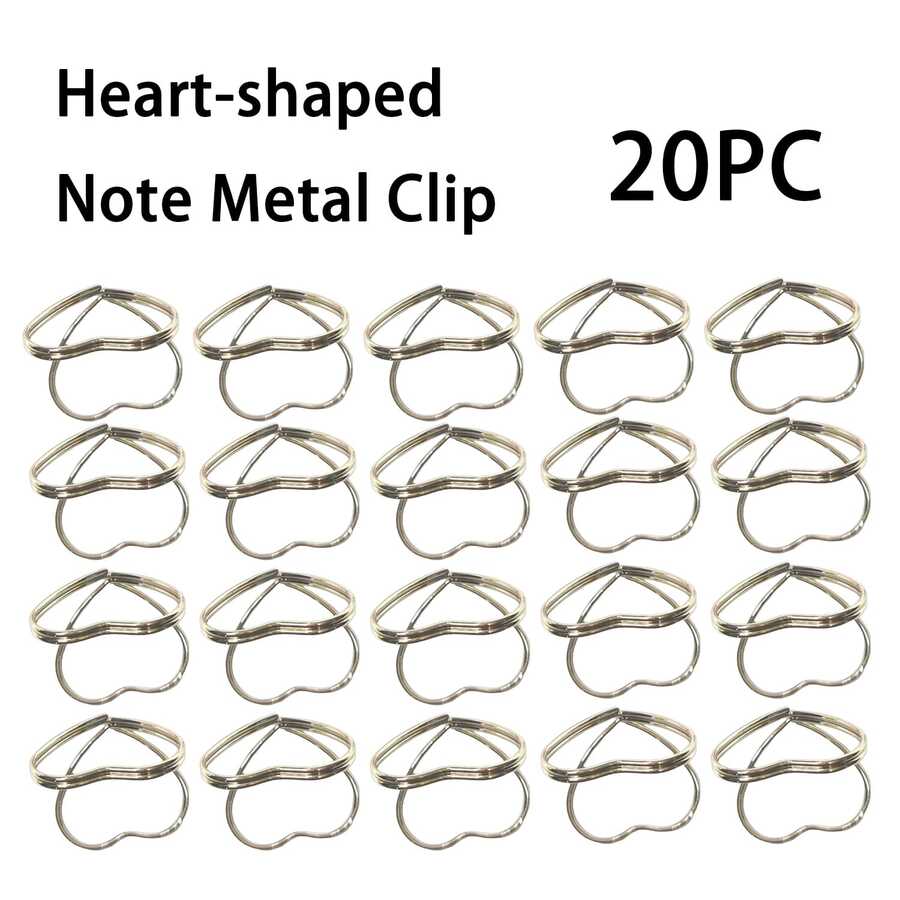 20 piezas Clips metálicos con forma de corazón plateados - Corazón de Plata - Ver 1