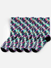 Kaos Kaki Pria Bermotif 360° Keren - Kaos Kaki Gaya Jalanan, Geometris, Berlian, Segitiga, Hewan, Warna-warni, Hip Hop, Cocok untuk Sehari-hari, Liburan & Pesta - MultiWarna - View 5