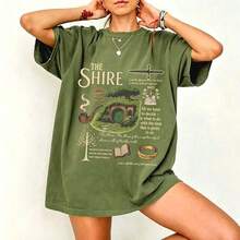 The Shire Shirt, Fantasy Book Lover Shirt The Rings Second Breakfast Rivendell Shirt Lord Of Shirt Gift For Book Lover100% Cottonsummer Outfits For Wo - 墨綠色 - 查看 1