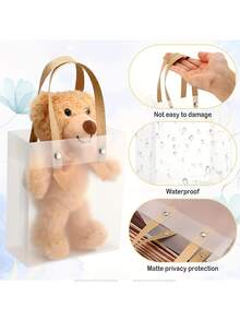 6/1 Set Hochzeitsgeschenktüten-Set, Rot/Grün/Rosa mattierte transparente Griffe mit breiter Schleife und Raffia, elegante kleine Geschenktüten, festliche Verpackungstüten, Geschenkverpackungstüten, geeignet für Hochzeitsgeschenke, Feiern, Geburtstagsparty-Verpackung, Brautparty - Mehrfarbig - Übersicht 8