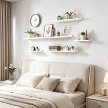U-Shaped Wall Mount Floating Shelves, No Drilling Required, For Living Room, Bedroom, Dining Room, Bathroom, Kitchen, Study, Garden, Simple Design, Practical And Stylish, Convenient Home Organization! - White - View 3