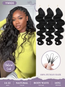 Y WIGS Miracle Knots 真人髮鉤編辮 55G 14-22 英吋 自然色 預分束 羽毛般波浪捲 3-4 束 全頭使用 - Natural Black - 查看 28