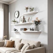 U-Shaped Wall Mount Floating Shelves, No Drilling Required, For Living Room, Bedroom, Dining Room, Bathroom, Kitchen, Study, Garden, Simple Design, Practical And Stylish, Convenient Home Organization! - White - View 5