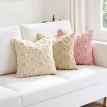 1pc Cream-Colored Floral & Sunflower Printed Soft Plush Decorative Pillow Case, Suitable For Spring, Summer And Autumn Home Decor - Milky White - View 6
