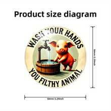 1pc Funny Pig Handwash Metal Fridge Magnet - Round, Durable Home & Office Decor, Suitable For Whiteboard And Perfect Gift, Refrigerator Magnet - A - View 4