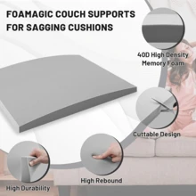 1/3 piezas Almohadilla de soporte de sofá de espuma de alta elasticidad, almohadilla de soporte de sofá reclinable 40D, almohadilla de soporte de cojín de asiento de muebles de dormitorio de alta densidad - Repara el sofá hundido y evita el colapso; la espuma se puede cortar y dar forma fácilmente para proyectos DIY; adecuado para sala de estar, oficina, dormitorio, cafetería, estera de tatami, cojín de silla, reparar sofá hundido de sala de estar, optimizar colchón de espuma de memoria, almohadilla de espuma de decoración del hogar minimalista moderna, accesorios de muebles de patio duraderos y cómodos. - Gris - Ver 8