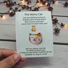 Worry Cat Design Pocket Hug Card, 1/5/10pcs Inspirational Encouragement Gift Card, Thoughtful Card With Positive Vibes And Motivational Messages - Sets - View 5