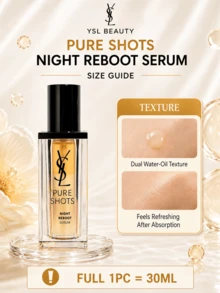 Tinh chất dưỡng da ban đêm YSL Pure Shots Night Reboot Serum, 30ml (dung tích lớn) / 7ml (dung tích du lịch) / 10 chai mini 1ml, kết cấu dầu-nước kép, thấm nhanh, ổn định và tái tạo da, làm sáng và tăng cường độ rạng rỡ, dưỡng ẩm sâu, phục hồi hàng rào bảo vệ da, cải thiện tình trạng da xỉn màu, kết cấu nhẹ không nhờn rít, phù hợp với mọi loại da, đặc biệt là da xỉn màu, nhạy cảm và hỗn hợp. Sử dụng ban đêm và hàng ngày, quà tặng ngày lễ Giáng sinh, Valentine. - Tinh chất dưỡng da ban đêm YSL Saint Laurent Night Queen - Xem 15