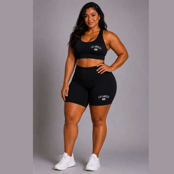 CONJUNTO PLUS SIZE PRETO ZERO TRANSPARÊNCIA ACADEMIA