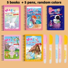 1/3pcs Magic Water Drawing Book, Reusable Water Coloring Painting Book, Funny Creative Hand-Painted Practice Notebook, Portable Stress Relief Doodle Painting Supplies School Supplies - Multicolor - View 15