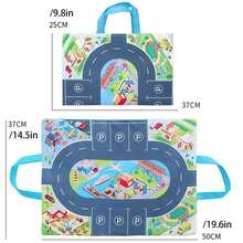 Kinder Spielzeug Tragetasche mit Spielmatte, kombiniert mit Auto Parkgarage Matte Spielset Straßenmatte, Kinderspielzeug Autos, Mini-Autos - Verschiedenfarbig - Übersicht 6