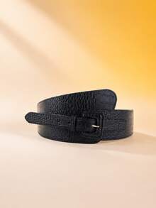 1pc/2pcs Women's Fashion Crocodile Textured Wide Elastic Waist Belt, Suitable For Daily Wear Fall, Autumn, Halloween - màu đen - Xem 7