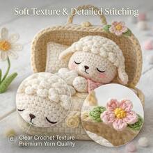 1Set Animal Crochet Kit, Crochet Kit For Beginners, Beginner Crochet Kit For Adults With Step-By-Step Text Tutorials, Sleeping Lamb DIY Crafts For Adults, Contemporary Home Decorative Ornaments, Cute Birthday Easter Day And Spring Gifts - Sleeping Lamb - View 3