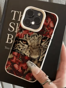 1個白色紅色花卉豹紋個性化TPU防震全包覆手機殼，適用於Apple 17 16 15 14 13 12 11 Pro Max Air 及系列 - 彩色 - 查看 4
